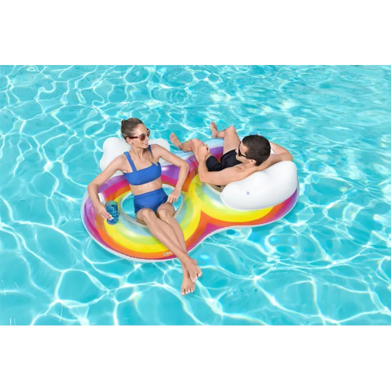 Flotador inflable doble 186 x 116 cm arcoíris Bestway 43648