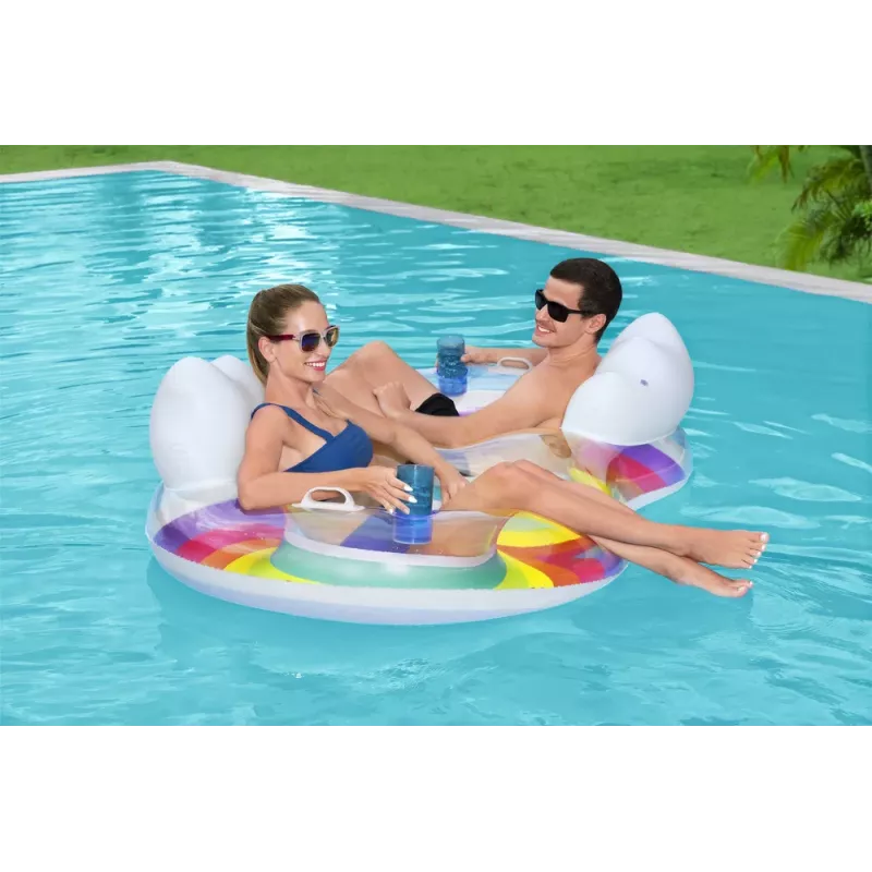 Flotador inflable doble 186 x 116 cm arcoíris Bestway 43648