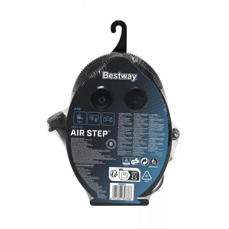 Bestway Bomba de pie 23cm x 15cm 62023 - Inflador/desinflador manual con 3 boquillas