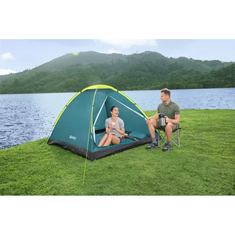 Bestway 68084 Tienda de campaña Tourist 145 x 205 x 100 cm doble cúpula 2 personas verde/gris