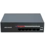 Hikvision DS-XS06-P(O-STD) switch PoE+ no gestionado de 6 puertos (4 puertos PoE, 2 uplink Gigabit, presupuesto 60W, carril DIN)