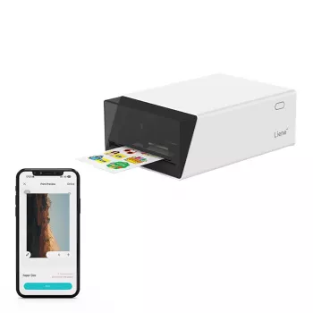 Liene Pix Cut 2 en 1 Impresora de fotos portátil - tecnología ZINK, Bluetooth 5.0, cortador integrado, impresiones adhesivas