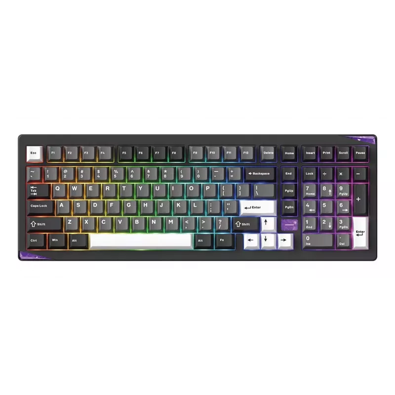 AKKO GEM 02 VIA Teclado Mecánico con Cable, TKL 87 Teclas, Negro y Plata, Hot-Swappable, RGB, USB-C