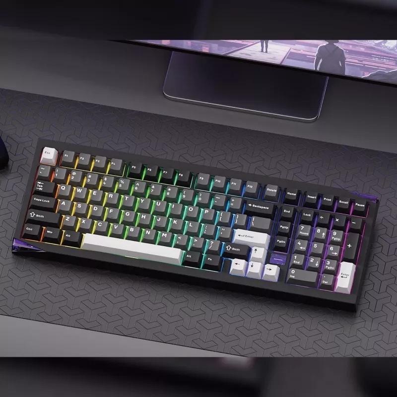 AKKO GEM 02 VIA Teclado Mecánico con Cable, TKL 87 Teclas, Negro y Plata, Hot-Swappable, RGB, USB-C