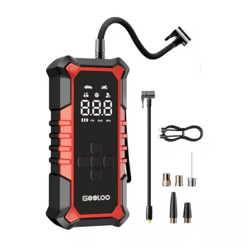 GOOLOO A6 Gear compresor de aire - inflador digital de neumáticos con 150 PSI, batería de 6000mAh, linterna LED, carga USB-C