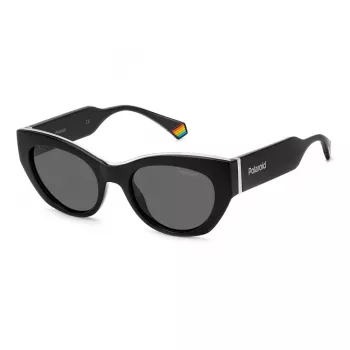 Polaroid PLD6199SX807 Gafas de sol mujer - Montura negra, lentes grises polarizadas, 50 mm
