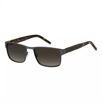 Tommy Hilfiger Hombre TH-1974-S-SVK Gafas de sol rectangulares negro/gris 57mm