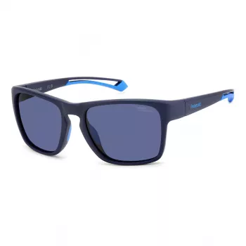 Gafas de sol rectangulares polarizadas de hombre Polaroid Sport PLD7052SFLL - Negro/gris 56 mm