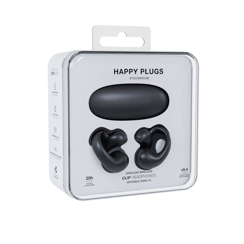 Happy Plugs Clip auriculares inalámbricos open-ear con clip (negro)