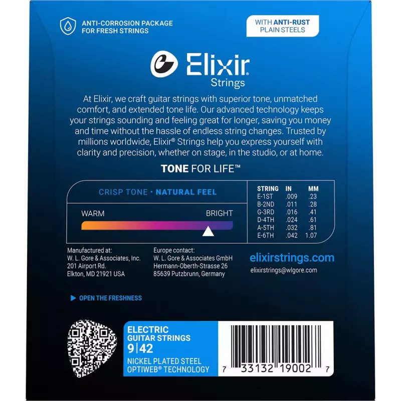 Elixir 12000 cuerdas para guitarra eléctrica Super Light (9-42) PW