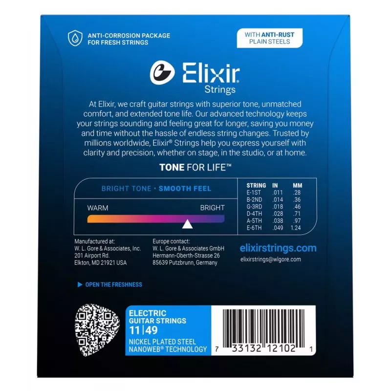 Elixir 12102 cuerdas para guitarra eléctrica Medium (11-49) NW