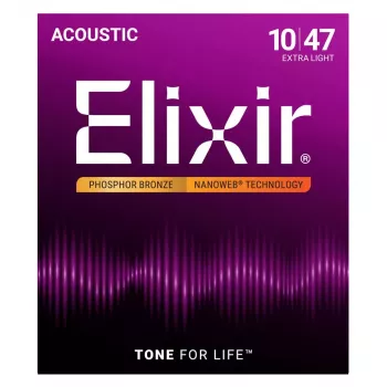 Elixir 16002 cuerdas para guitarra acústica NANOWEB Phosphor Bronze Extra Light (10-47)