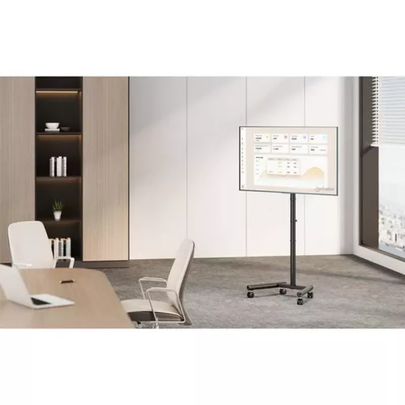 MANHATTAN Soporte compacto para TV y monitor con ruedas 13-50 inch inclinable y regulable en altura, hasta 20 kg, negro (462464)