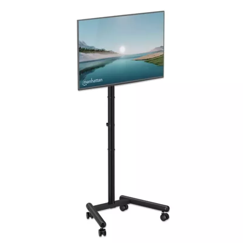 MANHATTAN Soporte compacto para TV y monitor con ruedas 13-50 inch inclinable y regulable en altura, hasta 20 kg, negro (462464)