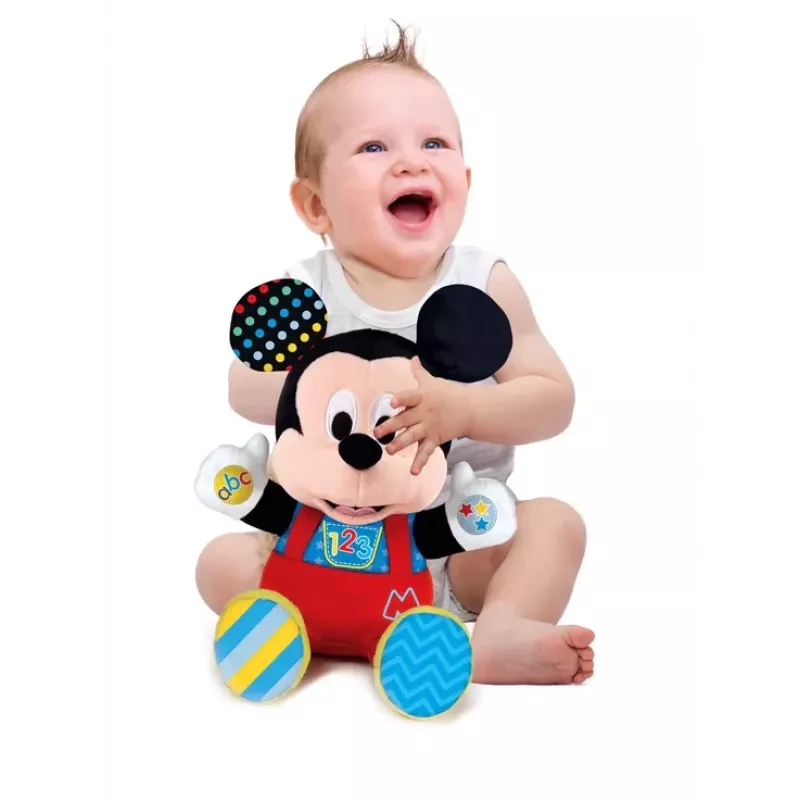 Clementoni Disney Baby Mickey Mouse Peluche Interactivo, enseña y abraza, idioma polaco 50131
