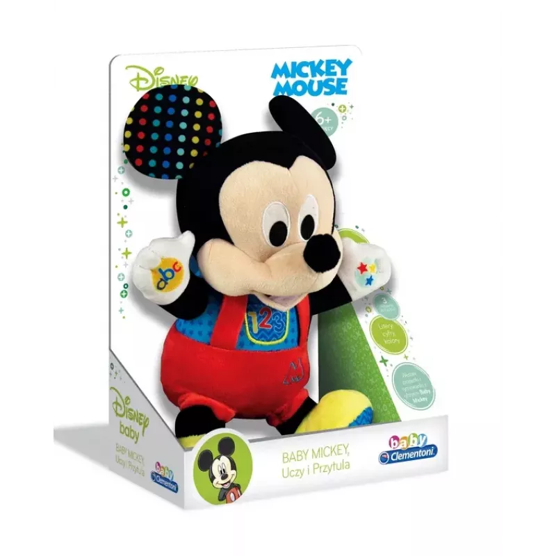 Clementoni Disney Baby Mickey Mouse Peluche Interactivo, enseña y abraza, idioma polaco 50131
