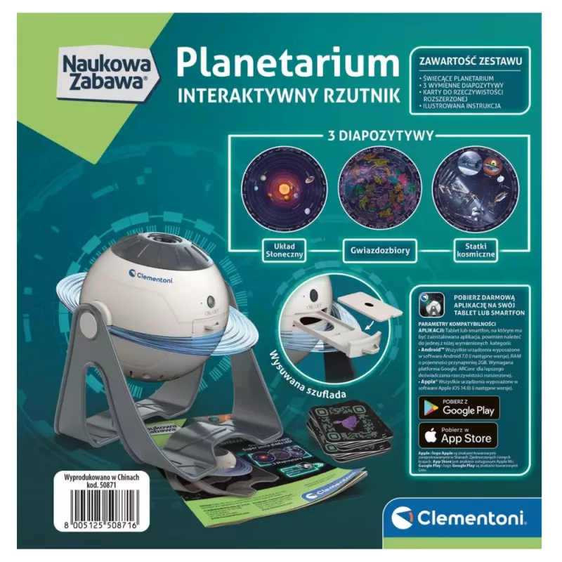 Clementoni Proyector de Planetario Interactivo Idioma Polaco 50871