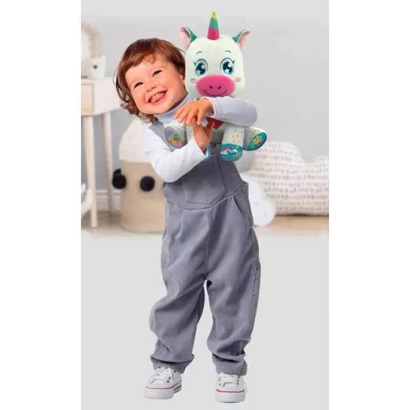 Clementoni Sweet Peluche Interactivo Unicornio Luces y Canta Idioma Polaco 50937