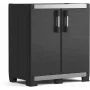 KETER GARAGE CABINET XL IT - Armario de resina de alta resistencia con 4 baldas ajustables, puertas dobles con cierre, gris/negro