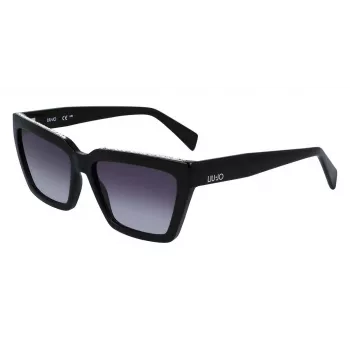 LIU JO Gafas de sol para mujer Cat-Eye LJ793SR-001 - Montura negra, lentes grises, 57 mm