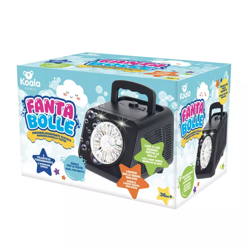 Koala Games G2500 Máquina de pompas de jabón - azul/verde, a pilas, alta potencia de emisión de pompas