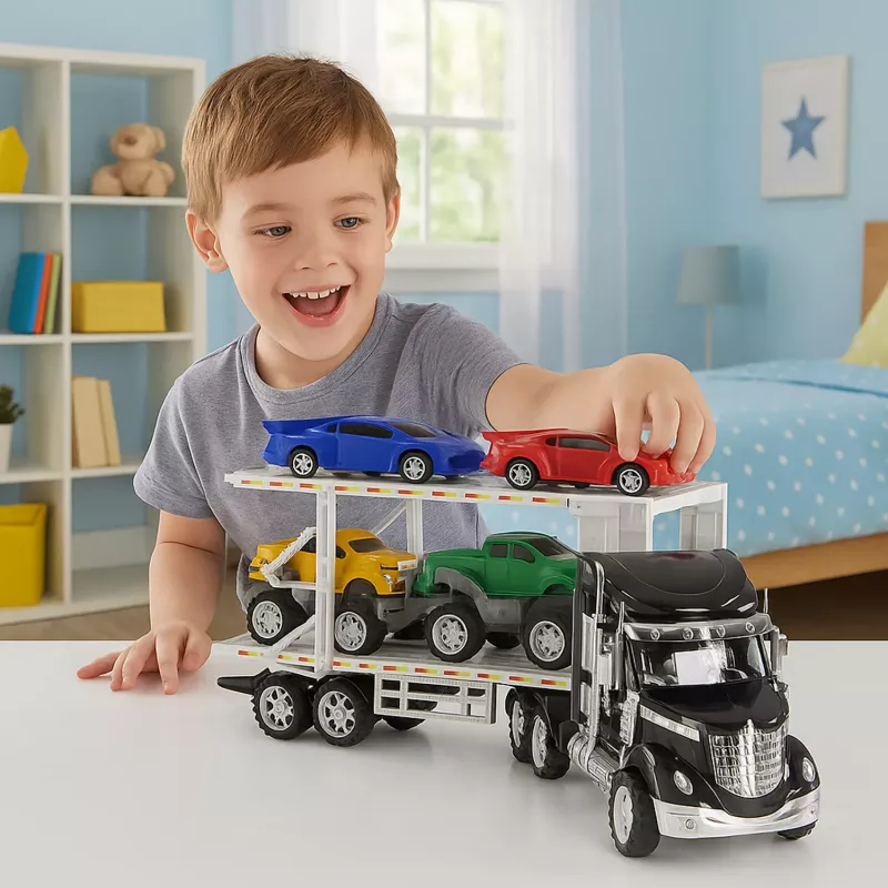 Koala Games G2591 Camión transportador de coches con 4 coches de fundición