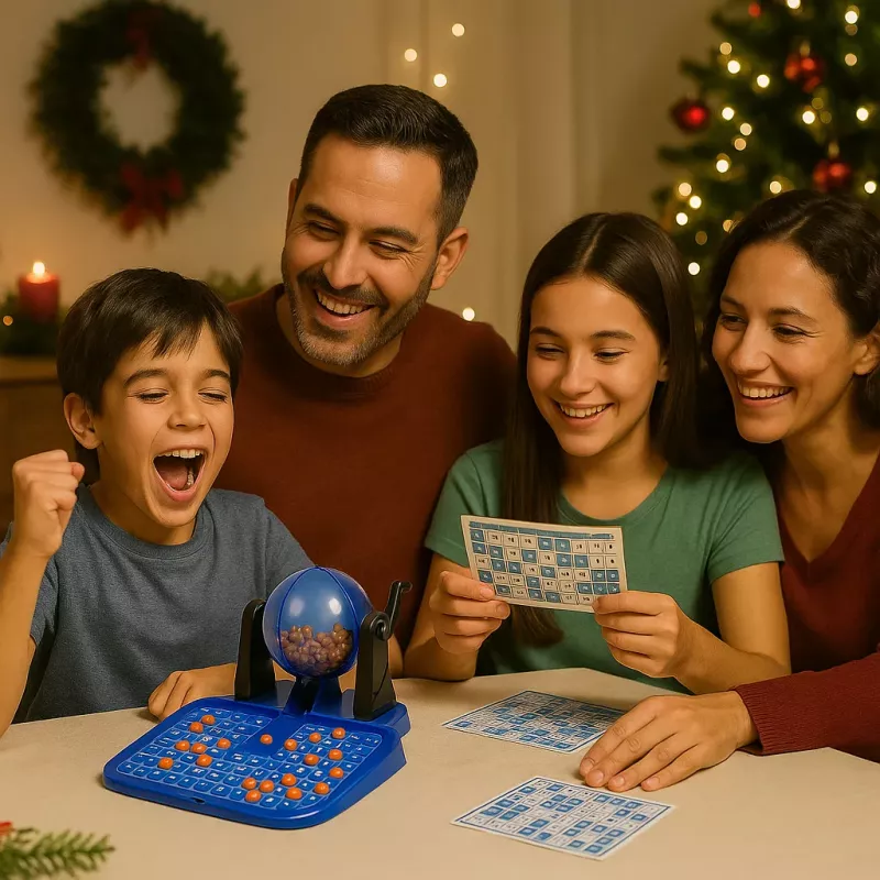 Koala Games G2592 Juego de bingo – 75 bolas, 48 cartones, 150 fichas, jaula metálica, diversión en familia