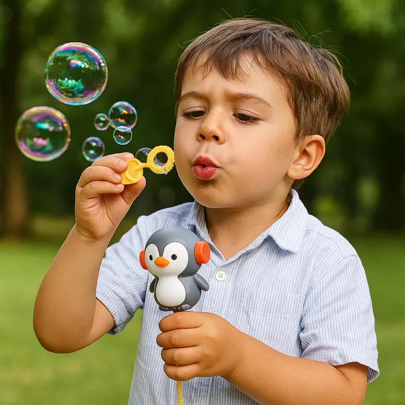 Koala Games G2661 Máquina de pompas de jabón con forma de pingüino con tapa musical (color aleatorio)