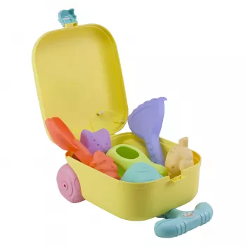 Koala Games G2670 Carrito de playa con accesorios - set de juego de arena de 7 piezas para niños pequeños, multicolor