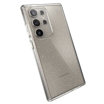 Speck Presidio Lux Glitter Funda para Samsung Galaxy S24 Ultra (Clear / Gold Glitter)