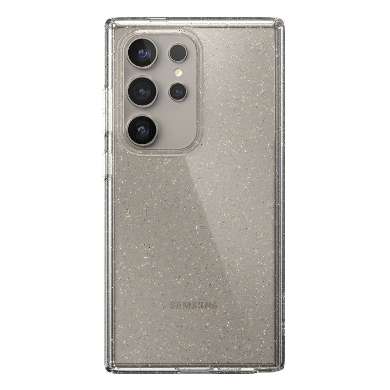Speck Presidio Lux Glitter Funda para Samsung Galaxy S24 Ultra (Clear / Gold Glitter)
