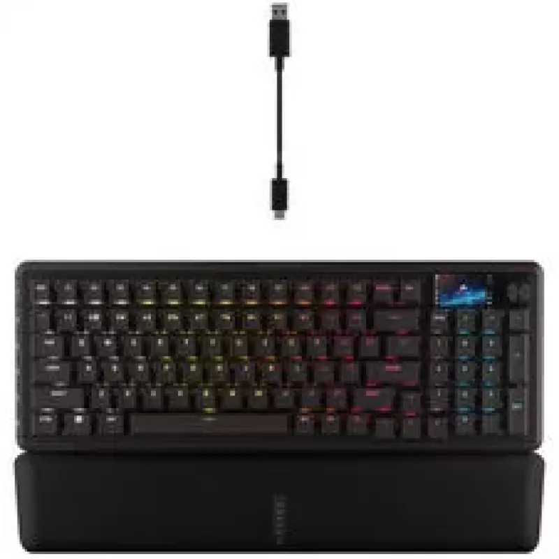 Corsair Vanguard 96 teclado gaming inalámbrico, mecánico, RGB, pantalla LCD, distribución DE - negro