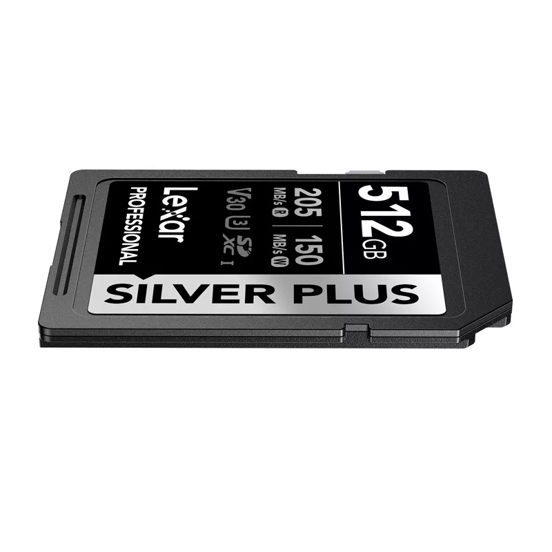 Lexar Professional SILVER PLUS SDXC 512GB Tarjeta de memoria, UHS-I, U3, V30, A2, hasta 200 MB/s lectura, 140 MB/s escritura