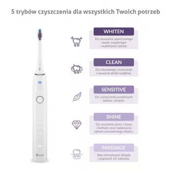 TrueLife SonicBrush Clean70 UV Cepillo de dientes sónico con esterilizador UV, 5 modos, 3 cabezales, estuche de viaje, negro