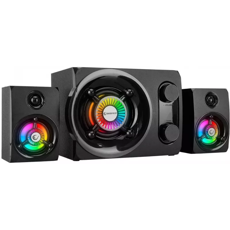 Altavoz Bluetooth portátil Rampage RMS-G8 25W con iluminación RGB, TWS, radio FM, negro