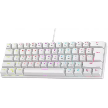 Teclado mecánico gaming Rampage PLOWERK60 Blue Switch White 60% RGB USB-C