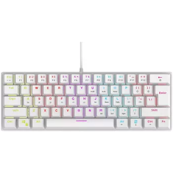 Teclado mecánico gaming Rampage PLOWERK60 Blue Switch White 60% RGB USB-C
