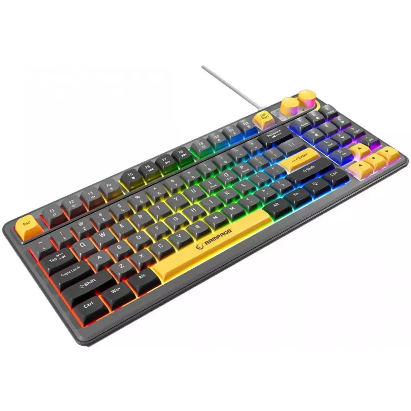 Rampage CYCLONE KNOB RGB 90% Teclado gaming de membrana con cable, negro