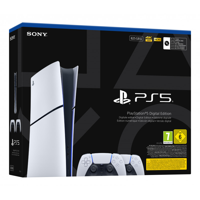 Sony PlayStation 5 Digital Edition Slim Consola (CFI-2116B01Y) con mando inalámbrico DualSense - Blanco