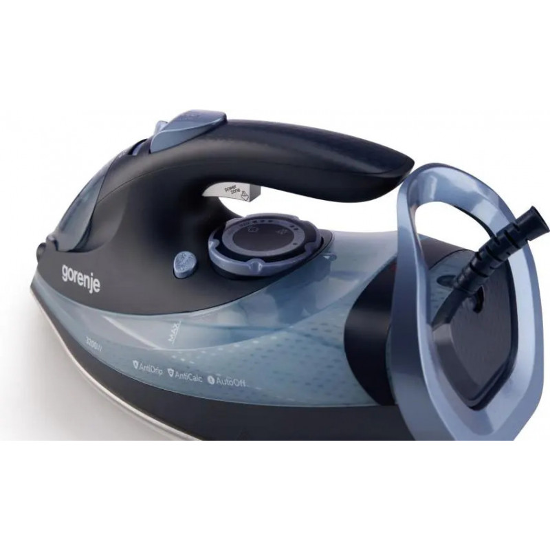 Plancha de vapor Gorenje SIH3200DB con suela cerámica, 3200 W, azul