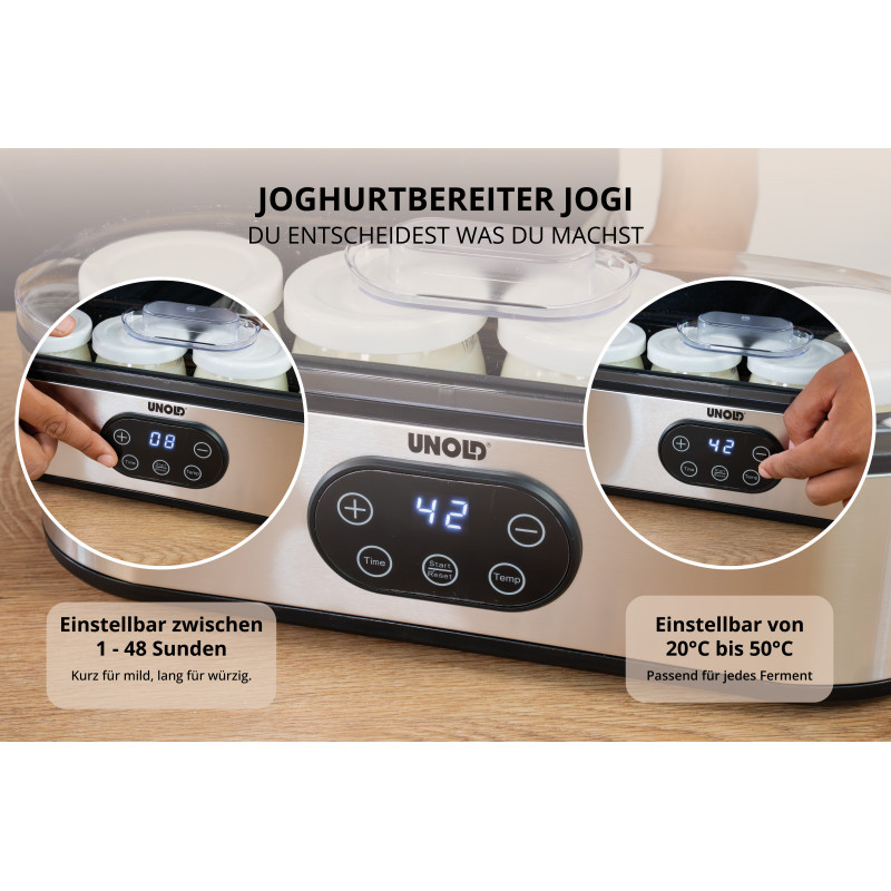UNOLD 38726 Jogi Yogurtera, 4 x 180 ml tarros de cristal