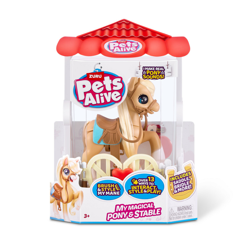 Zuru Pets Alive Magical Pony con establo – Juguete electrónico interactivo de unicornio