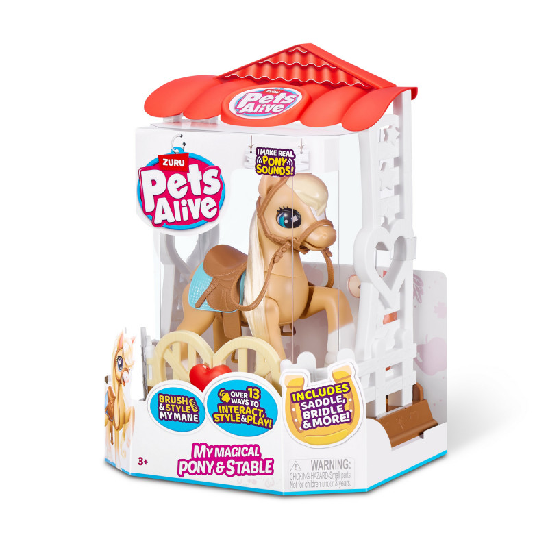 Zuru Pets Alive Magical Pony con establo – Juguete electrónico interactivo de unicornio