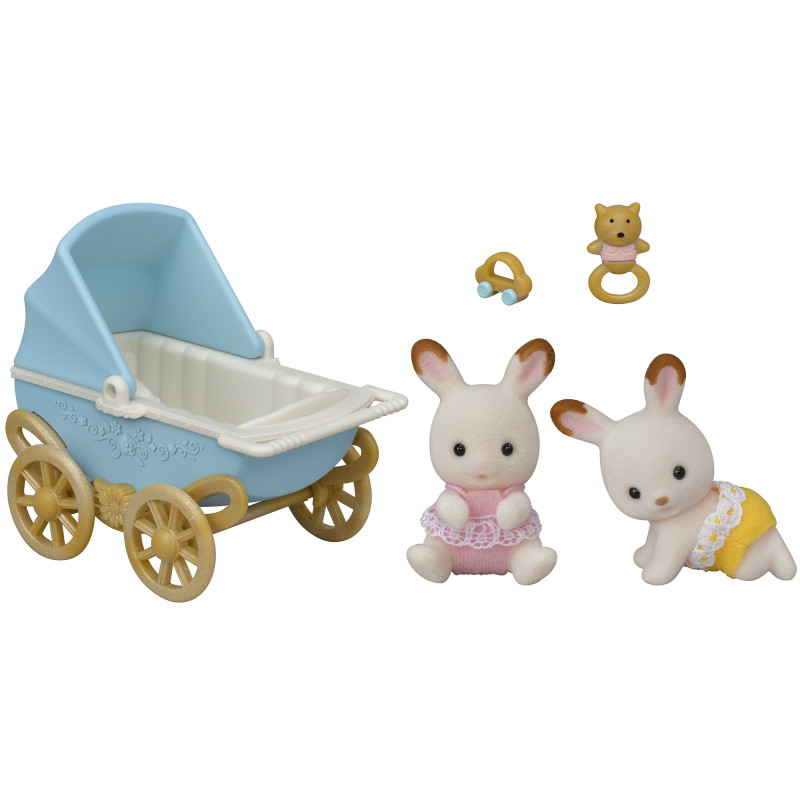 EPOCH Sylvanian Families gemelos conejos de chocolate con carrito