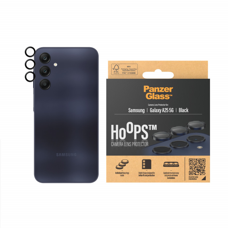PanzerGlass Hoops protector de lente de cámara para Samsung Galaxy A25 5G, negro