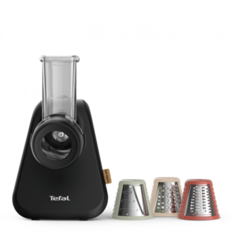 Rallador y espiralizador eléctrico TEFAL MB77EN, 260 W, 5 conos, negro/plata