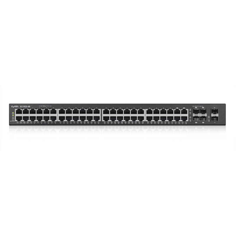 ZyXEL GS1920-48 switch Gigabit Smart Managed de 48 puertos con 4 uplinks SFP y PoE+ (375W)