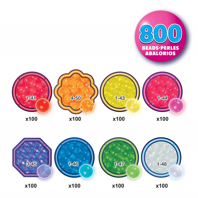 EPOCH Aquabeads Neon Beads pack de recarga - 600 cuentas fijas en 8 colores neón, activadas por agua, compatibles con todos los sets Aquabeads