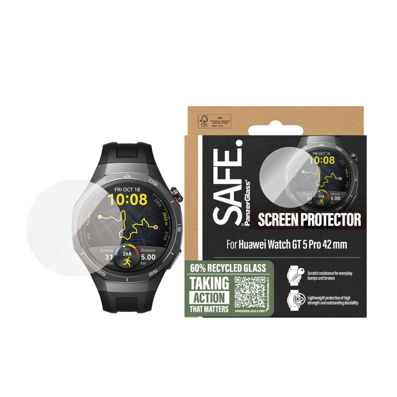PanzerGlass SAFE protector de pantalla de cristal templado para Huawei Watch GT 5 Pro 42mm