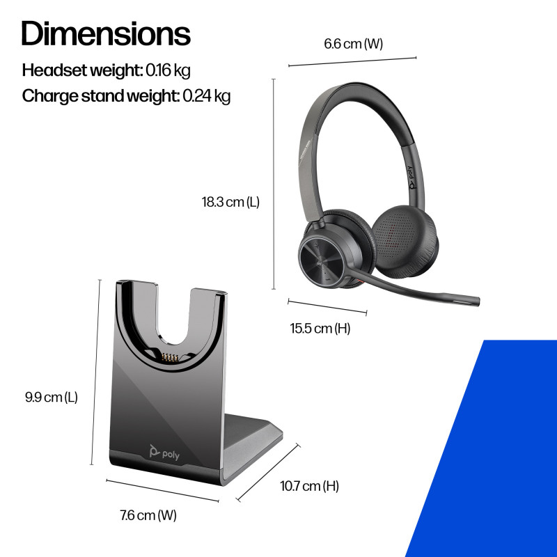 Plantronics Voyager 4320 UC V4320-M C, USB-A, negro